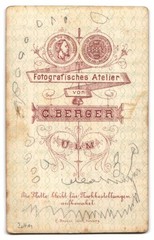 Photograph C. Berger, Ulm, two children in studio CDV/cabinet photo