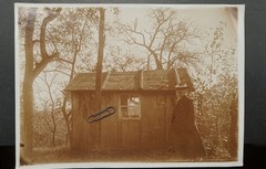 Photo view garden house Crossen Friedland Poland Prussia woman hut building picture