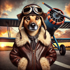 Digital Image Pilot Dog Picture Photo Wallpaper Background Desktop AI Art