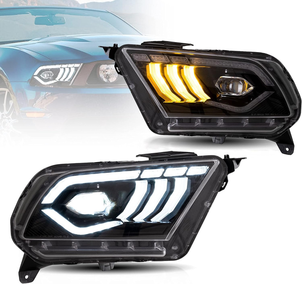 VLAND LED Headlights for 2010-2014 Ford Mustang W/Welcome/Breathe Function Dynam