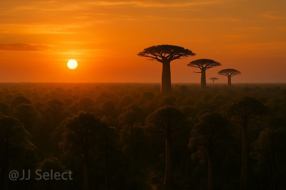 Digital Image Picture Wallpaper Background Sunset Baobab Trees