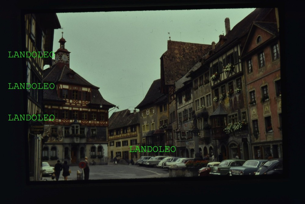 Dia Basel Market Square 1963 Cars Houses Switzerland