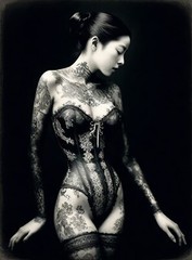 Oriental Tattooed Female Tintype Series C10406RP