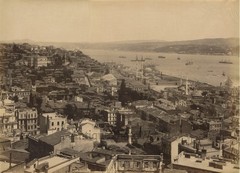 Istanbul Turkey Bosphorus aerial view antique albumen art photo