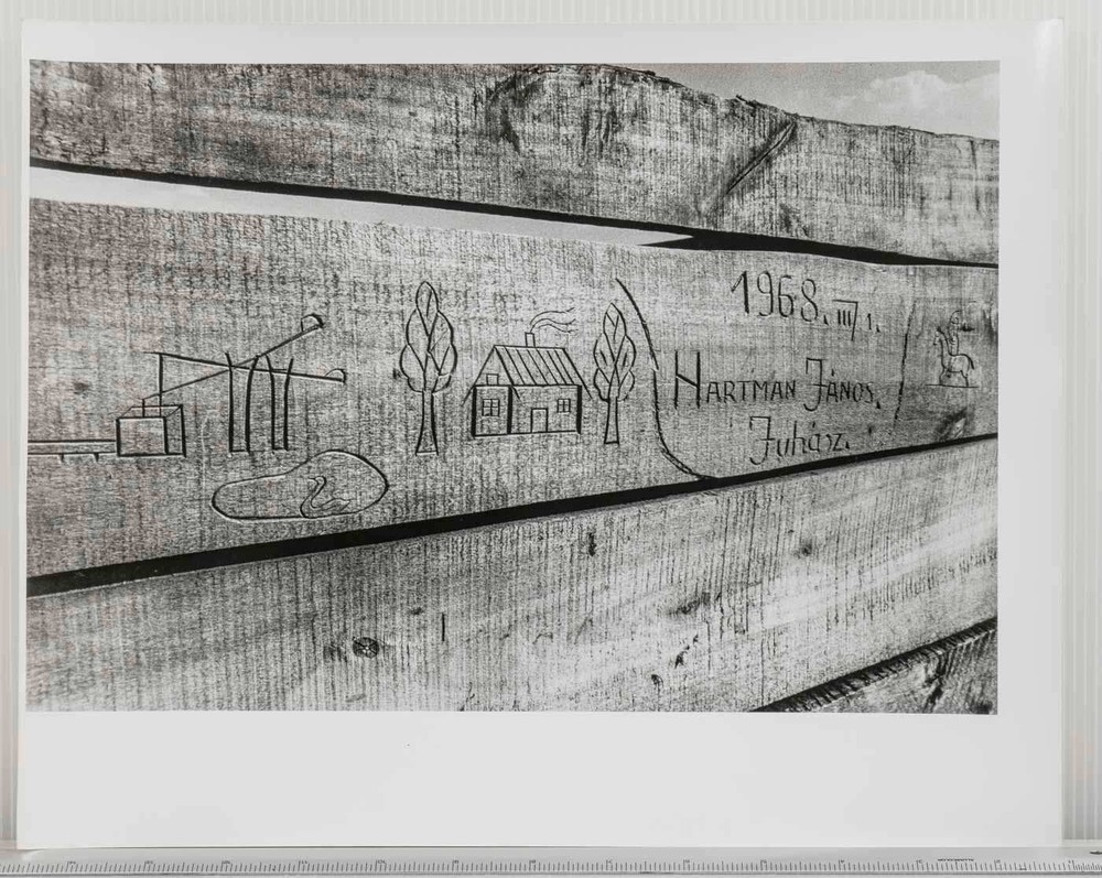 Vintage 1968 Folk Art Wood Carving Black & White Art Photograph Juhasz