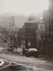 Signed San Francisco Cable Car Photo Danny Li Black & White Matted 10.75×13.75