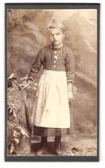 Photograph A. Irl, Mittenwald a.I., portrait girl in dress with white apron