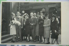 Photo 1932 Woman Girl Woman Church Advertising Signs Wedding Couple M5