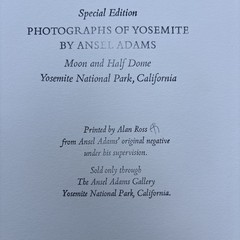 Ansel Adams Moon and Half Dome Special Edition Alan Ross Image 9.5 x 7.5 Framed