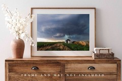 Storm Photography Print: Kansas Supercell Thunderstorm Country Scene Photo