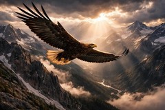 4K Aesthetic Golden Eagle Majestic Mountain Valley Digital Desktop Wallpaper