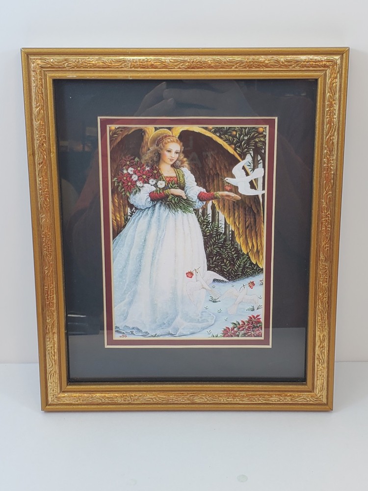 Vintage Messengers of Peace By Lynn Bywaters Interior Framed Picture Girl Angel