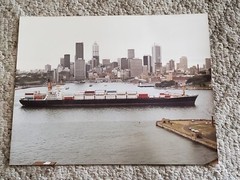 Austral Pioneer Cargo Ship Photo City Skyline 11 x 14 Color Photograph Vintage