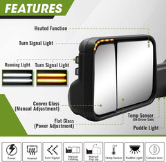 Switchback Towing Mirrors for Dodge Ram 1500 (2009-2018), 2500/3500 (2010-2018),