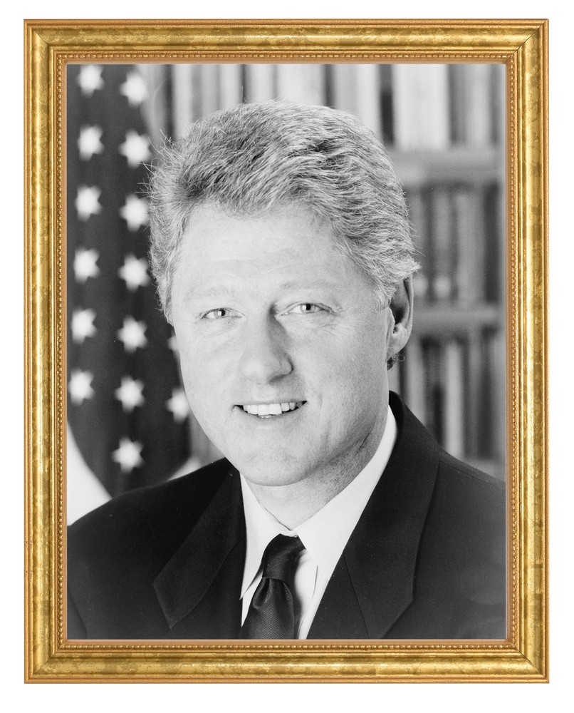 Bill Clinton Photograph in a Aged Gold Frame