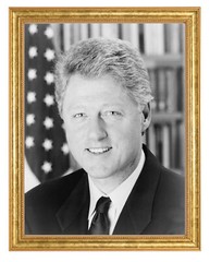 Bill Clinton Photograph in a Aged Gold Frame