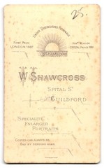 Photograph W. Shawcross, Guildford, Hospital St., Portrait of an Elegant Gentleman w