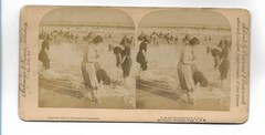 S5012/ Stereo Photo In the Surf, Manhattan Beach USA1889 Photo Stockmeyer & Wyman