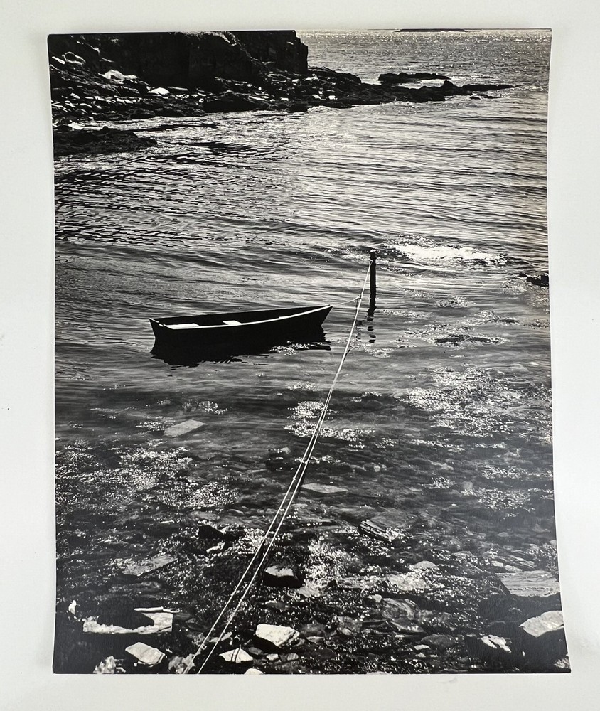 Vintage Large Black & White Photograph Photography Print Nautical Wooden Boat
