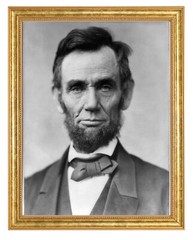 Abraham Lincoln Photograph in a Aged Gold Frame
