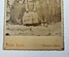 Antique Cabinet Card Photograph- Family of five nicely dressed 2 girls one boy