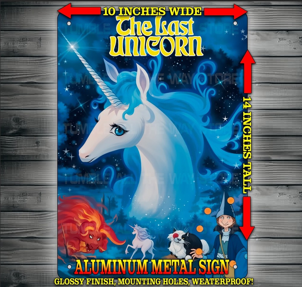 The Last Unicorn 80s Movie Classic Metal Sign Wall Art 14″ x 11″