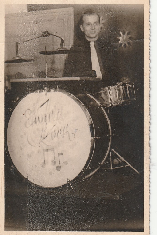 Photo postcard musicians band Ewald Koch the hummingbirds Berlin snapshot 40/50s -2