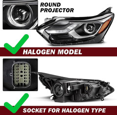 Halogen Type Headlights Assembly Fits 2018 2019 2020 2021 Chevy Equinox OE Style