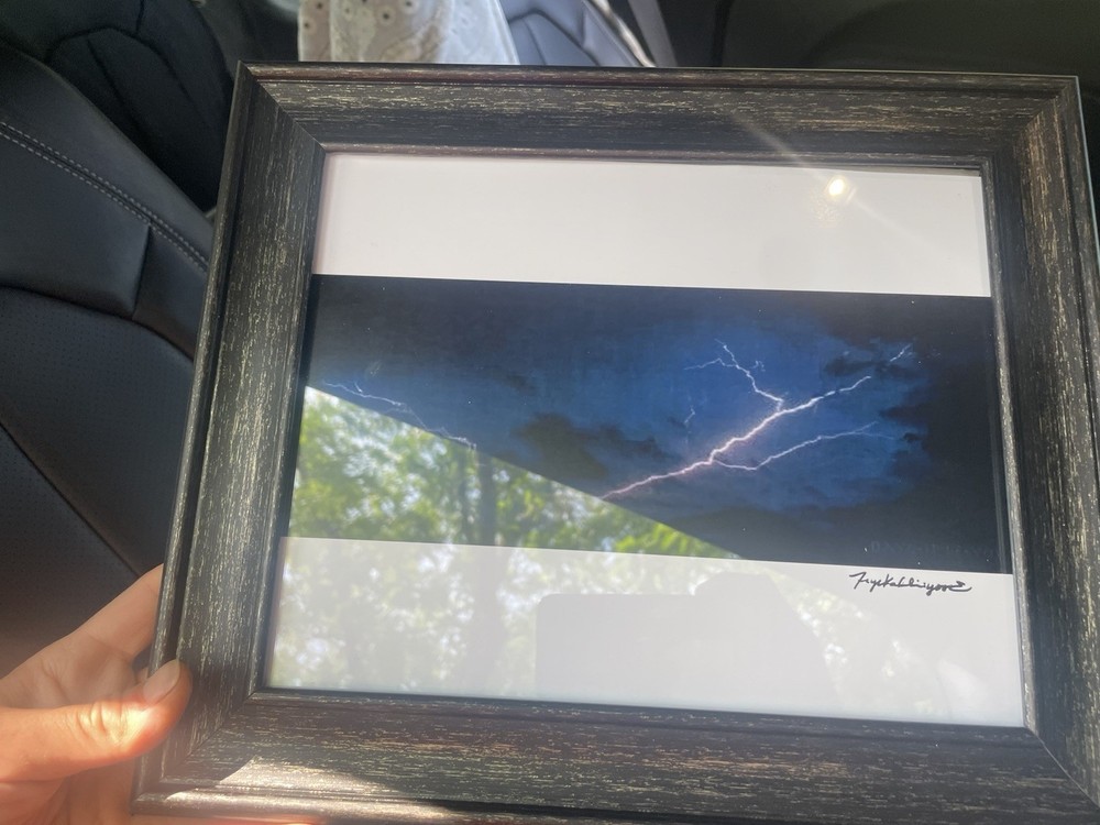 Signed Framed Color Landscape Photograph Lightning Storm Sky Nature Weather