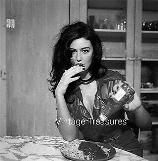 Italian Actress Monica Bellucci Eats Spaghetti and Ketchup Photo Print Poster