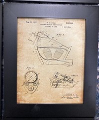 Harley Vintage Motorcycle Wall Art 6 Black Framed Patent Reproduction Drawings