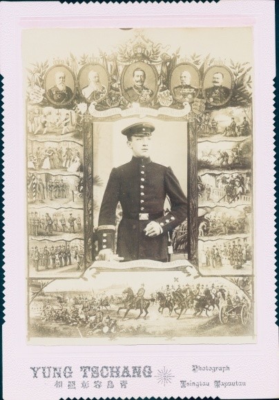 Cabinet Photo Tsingtao China, German Soldier in Uniform – 10679601