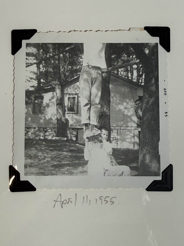 Vintage Found Photo Kids Human Pyramid Snapshot Dated April 11 1955 Children