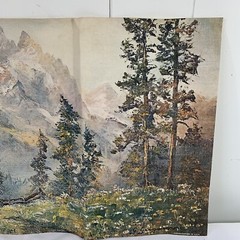 Vintage Art Treasures Grand Tetons Lithograph on Canvas Unframed 17.5 X 12
