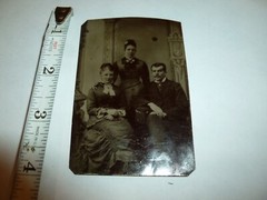 Antique Tin Type Photo 2 Young Women and Men