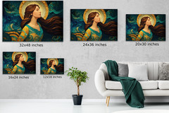 Mosaic Woman Wall Art, Feminine Fantasy Mermaid Portrait, Bohemian Wall Decor