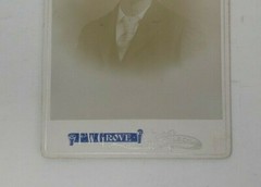 Antique Cabinet Card Photograph- Handsome young man with a mustache in a suit