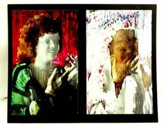 Great Arte Modern Double Overpainted Photo Painting Mark James Powers Collection