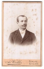 Photograph Ad. Winkler, Görlitz, Berliner Str. 12, man with combed to the side