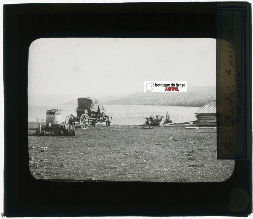 Lake Baikal, Russia, Photo Glass Plate, Black & White, Positive 8.5×10 Cm