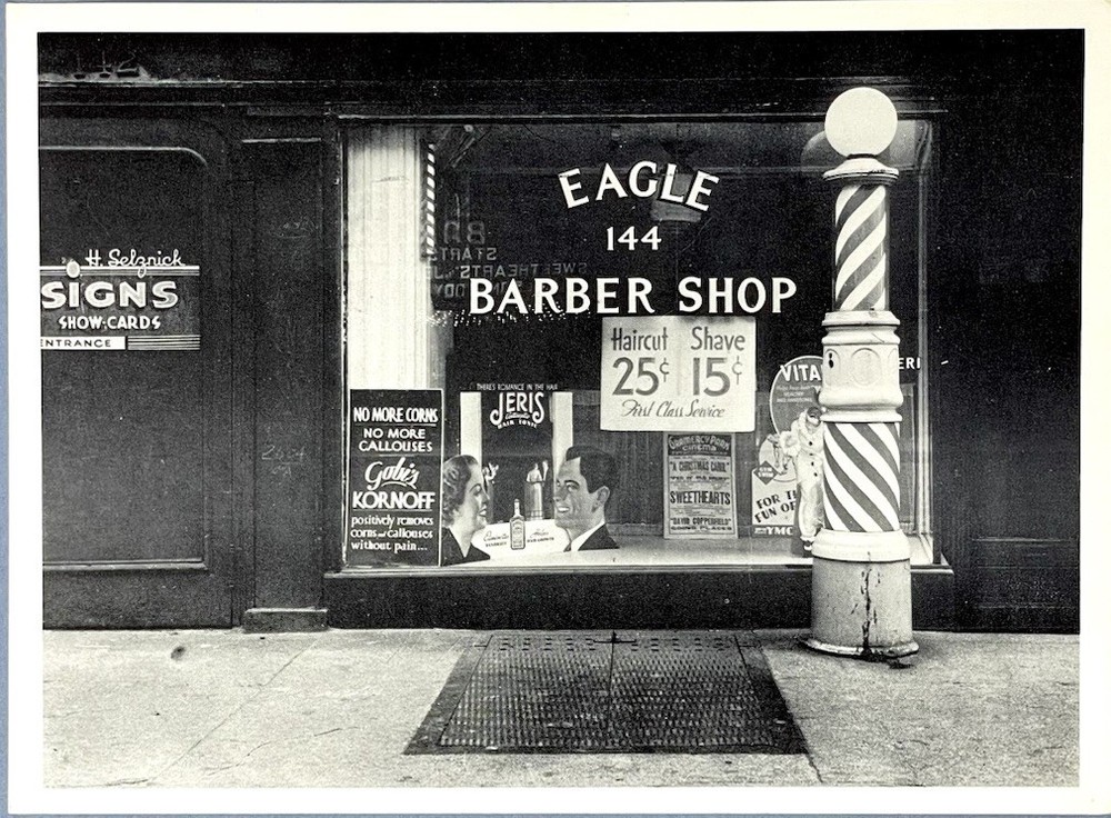 Rudy Burckhardt (1914-1999) Art Announcement Card 1975 – Eagle Barber Shop 1939