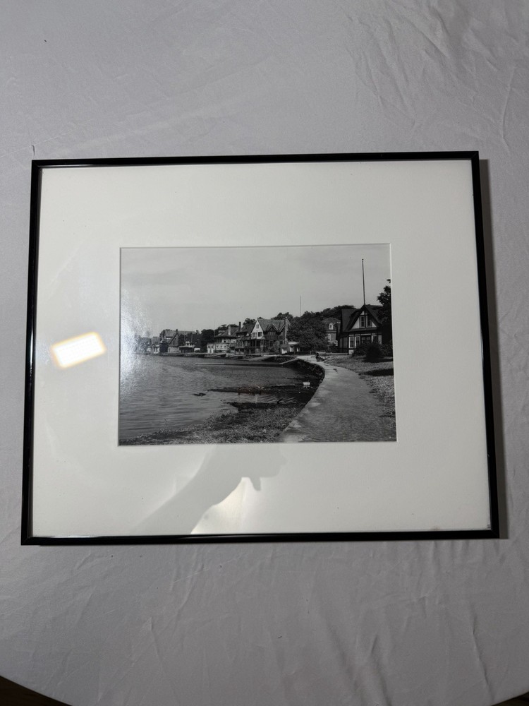 Boathouse Row 1947 Black & White Framed Photograph Schuylkill River Pennsylvania