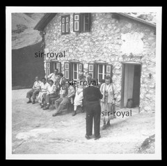 People in Front of Puez Hut in Selva di Val Gardena 1957 – Italy 1950s – Photo 9x9cm