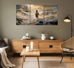 3Pcs Jesus Walking On Water Canvas Wall Art Christian Bible Stories Painting …