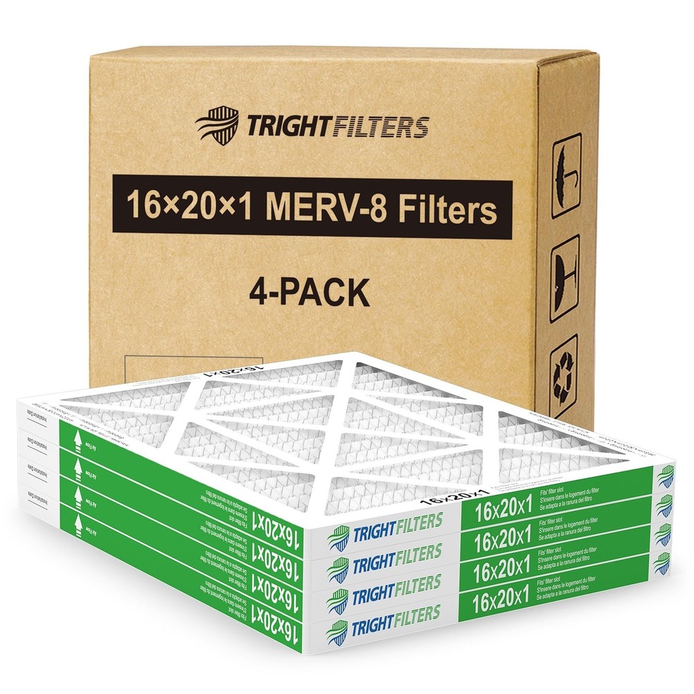 TRIGHTFILTERS 16x20x1 Air Filter 4 Pack, Durable MERV 8 Pleated Home HVAC AC …