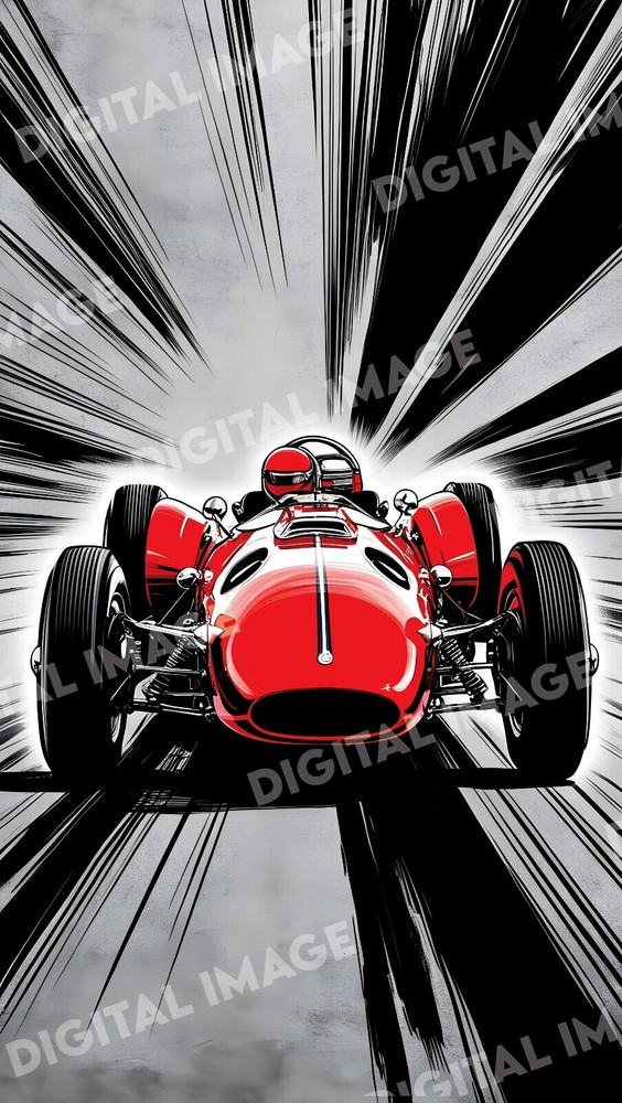 Digital Image Photo AI Art Wallpaper – Vibrant Red Race Car Cinematic Masterpiec