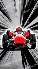 Digital Image Photo AI Art Wallpaper – Vibrant Red Race Car Cinematic Masterpiec