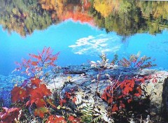 «AUTUMN WATER REFLECTION», GICLEE ON CANVAS,SIGNED AND FRAMED