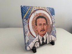 Icon of Saint Jose Gregorio Hernandez, Fine Stone Rock Slate 7.5 x 7.5, exelent