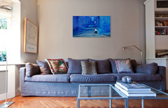Cat in Blue City – Morocco Africa – on Canvas – Travel Pets Dogs Wall Art 24X36